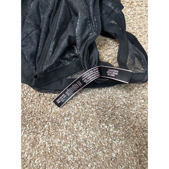 VICTORIA’S SECRET Shimmery Black Silver Gray Strappy Bralette Size Medium - Picture 7 of 8